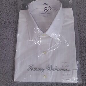 Tommy Bahama Dress Shirt Mens 16.5 36/37 White Textured Cotton‎ Pocket Button Up
